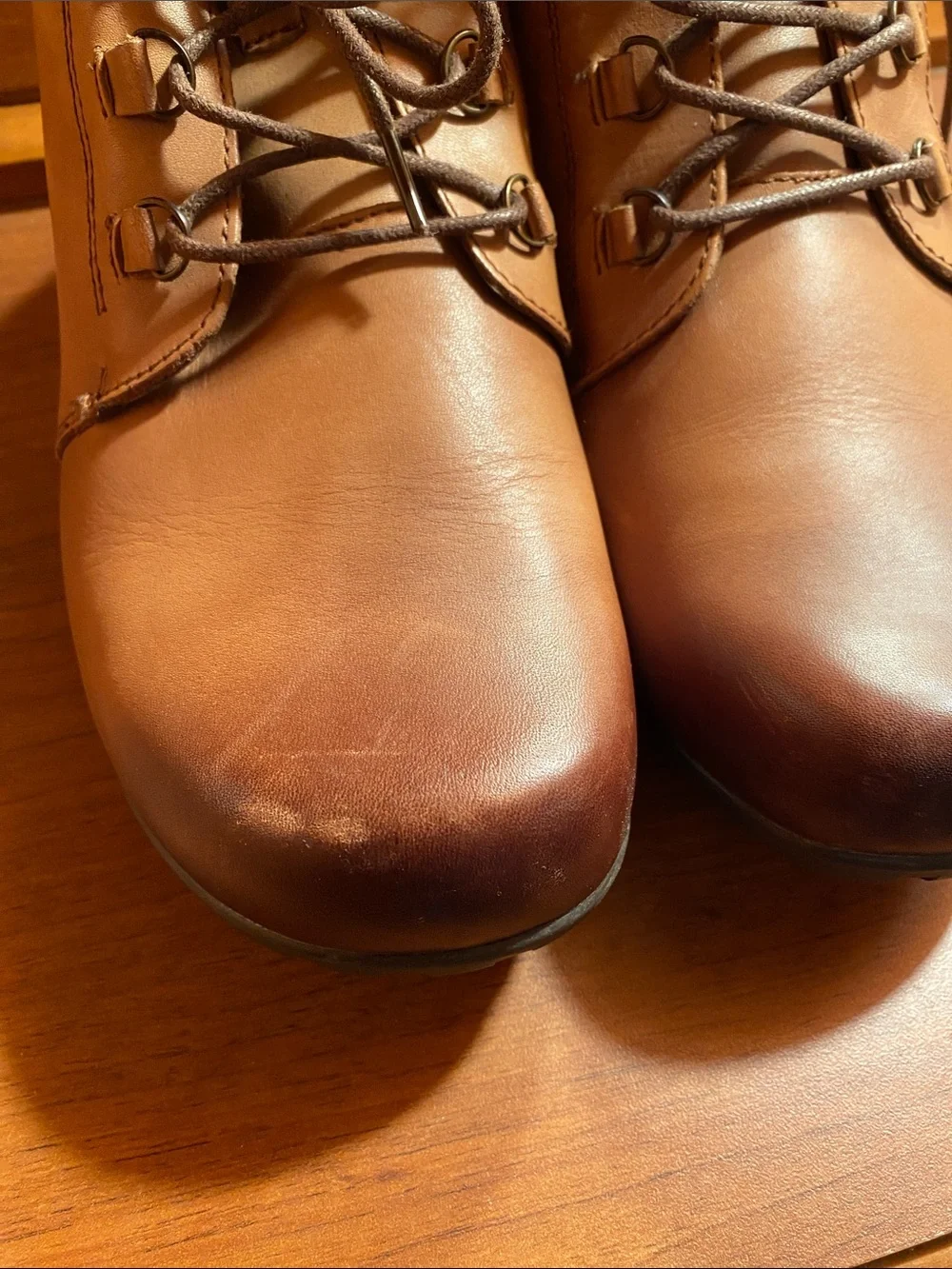 Propet Brown Leather Lace-Up Chukka Boots with Side Zip-8.5 Timeless Classic